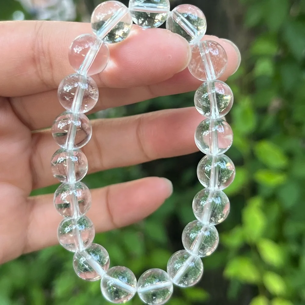 9.5mm‎ stretchable clear quartz bracelet